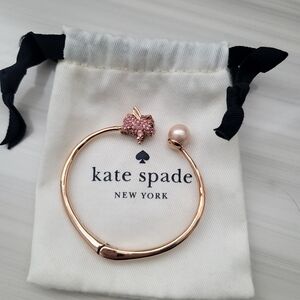 Kate Spade Rose Gold Bangle with Pink Flying Pig and Pearl